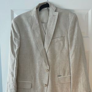 Zara Linen 3 Piece Suit- Tan - Tailored Fit